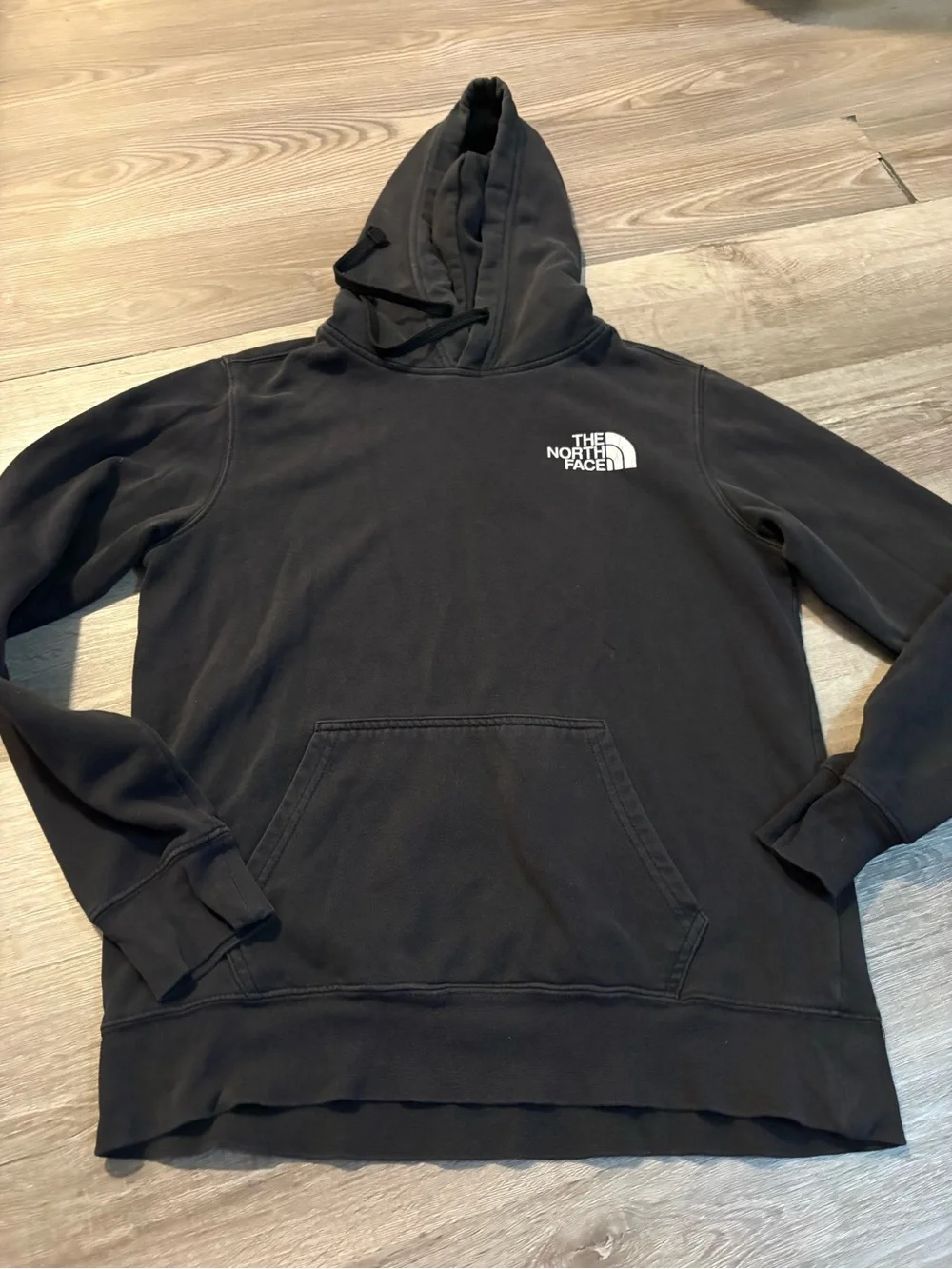 The North Face Black Crewneck Hoodie with White Logo Back Print
